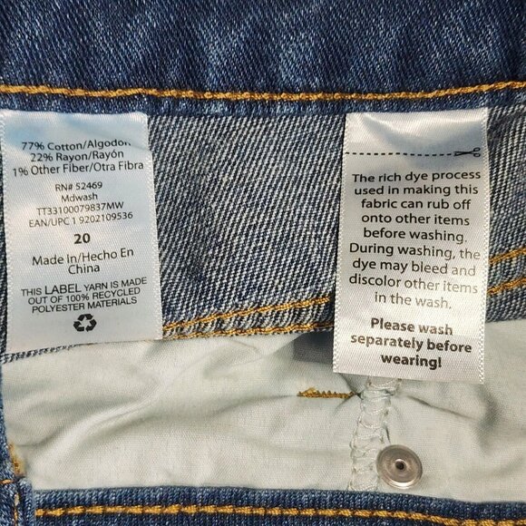 Time and Tru Jeans Womens Plus Size 20 Solid All Blue Denim High Rise Crop NWOT - Picture 4 of 6